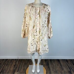 H&M Cream Floral Long Sleeve Dress L NWT